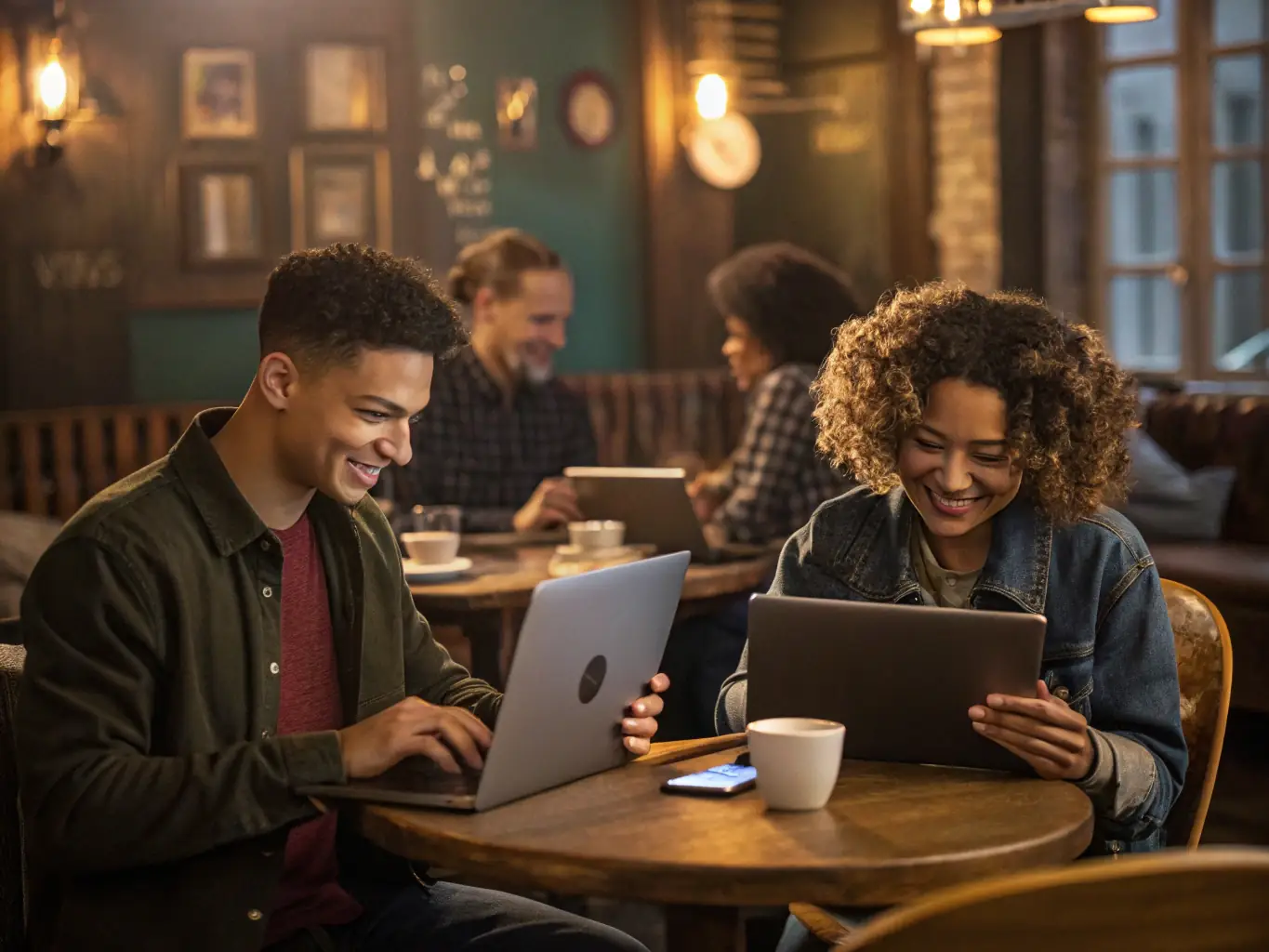 An inspiring image showcasing individuals working on various side hustles, emphasizing creativity, flexibility, and financial independence.