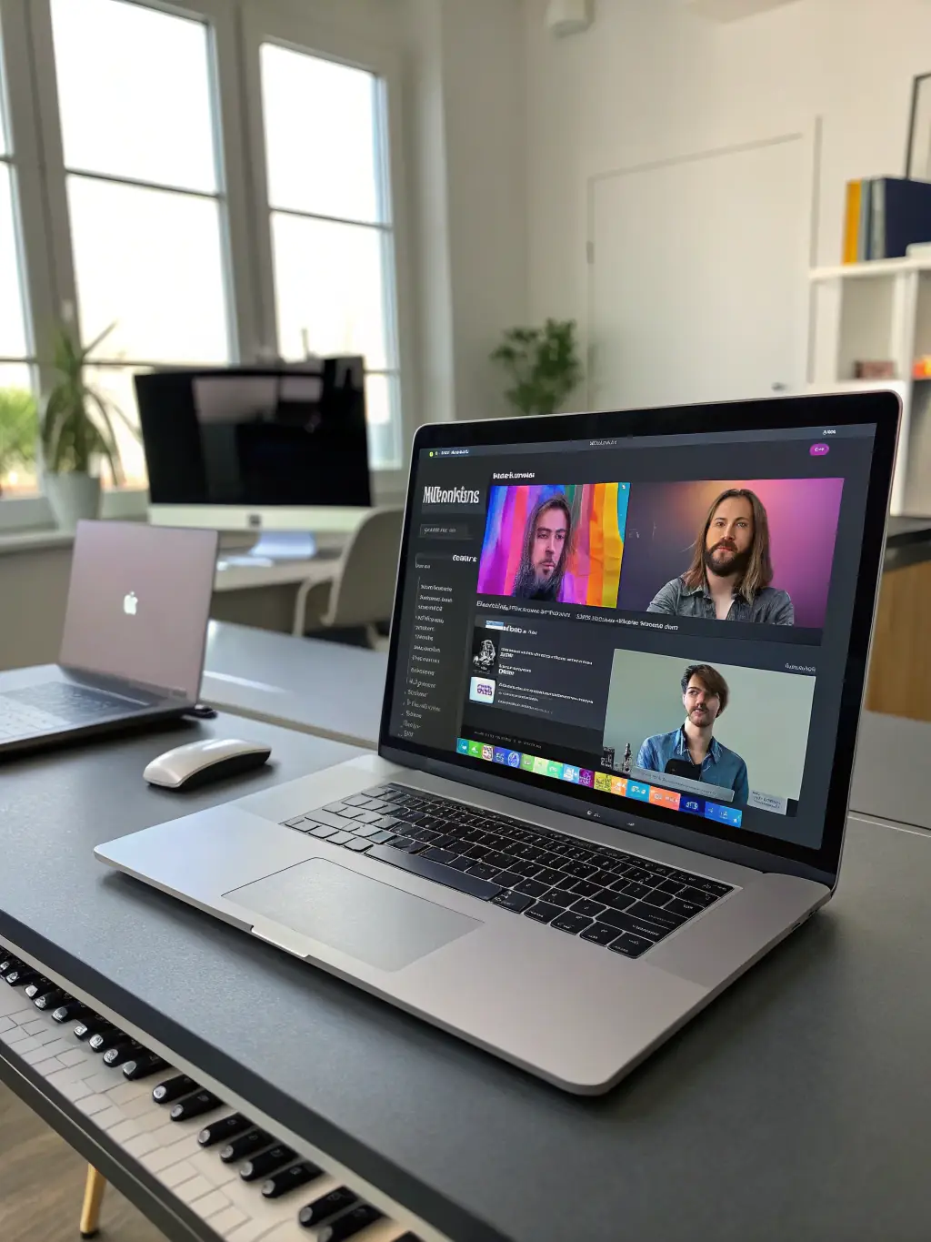 An image of a user interacting with the Synthesia platform, showcasing its ability to create AI avatars and video content from text.