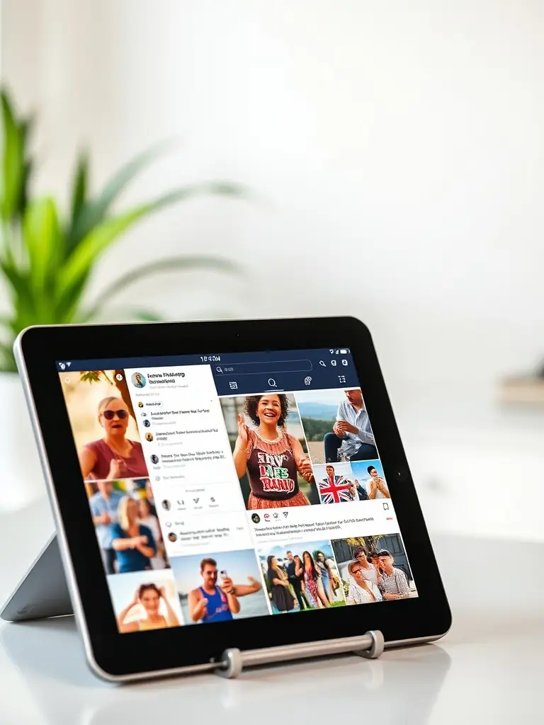 An image depicting a vibrant social media feed with engaging content, showcasing brand interaction and community building across different platforms.